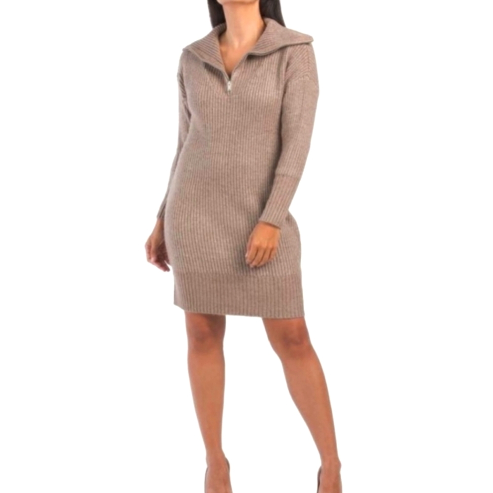 Cupcakes and Cashmere Oatmeal Thick Ribbed Warm Knit Sweater Dress Size Small